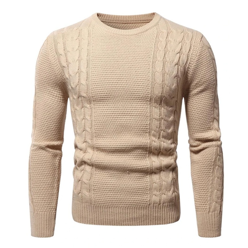 Men Round Neck Cable Knit Sweater Beige – Turtleneck and Sweater price|S