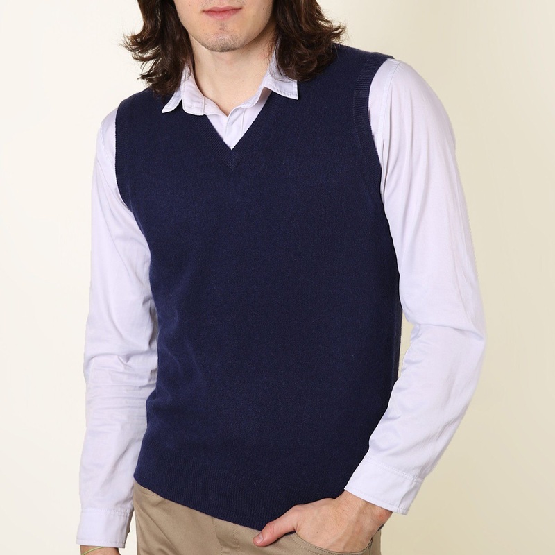 Mens Cashmere Navy V Neck Vest – Cashmere Vest and Men Vest price