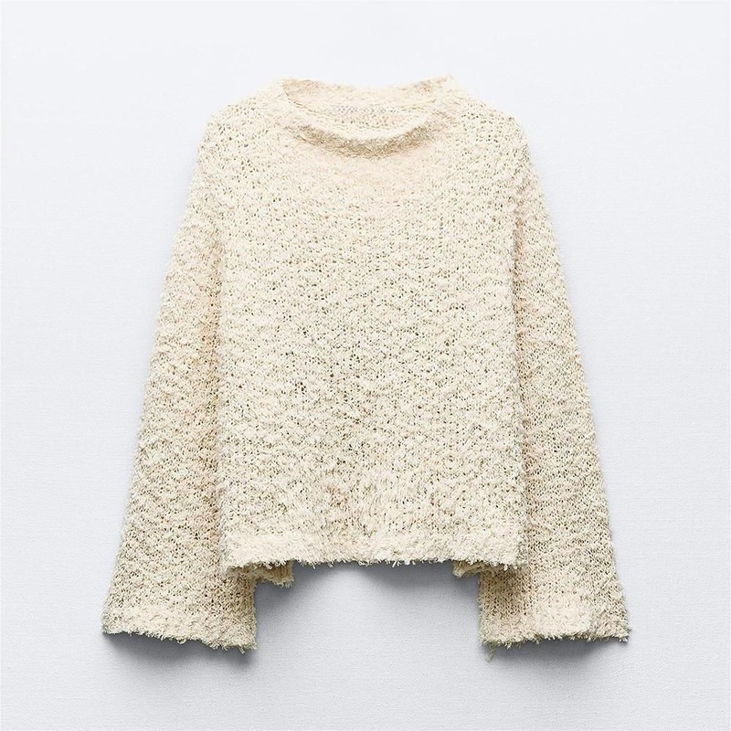 Plush Warm Ladies Casual Pullover Loungewear Women Custom Logo Flared Sleeve Sweater – OEM Womens Sweater and Womens Winter Sweater price|S/M/L/Customized Size