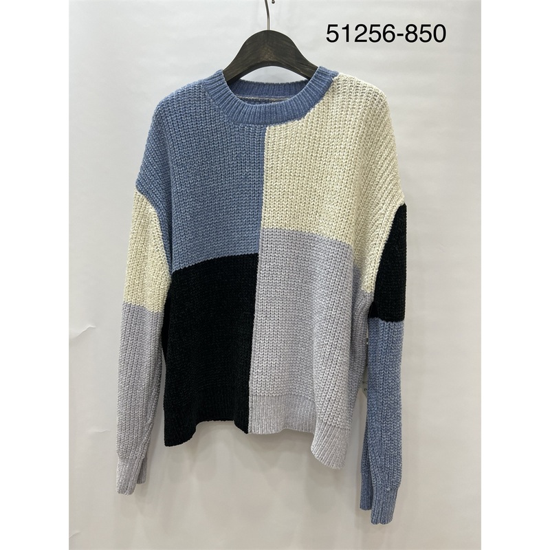 Sample Customization Vintage Mosaic Color Loose Thick Wool Women Pullover Knit Top Sweater – Sweater Top and Ladies Sweater price|S