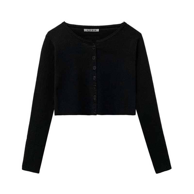 Sexy Womens Plain Bodycon Woman Knitted Cropped Cardigan Short Sweaters – Autumn Winter Sweater and Fashion Sweater price|S, One Size