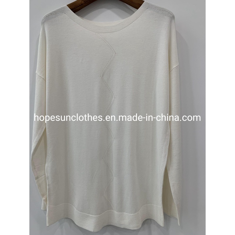 Wholesaler Manufacturer Women Jacquard Ivory Drop Shoulder Viscose Pullover Oversize Spring Thin Knitwear Sweater – Knitted Jumper and Sudaderas price|S