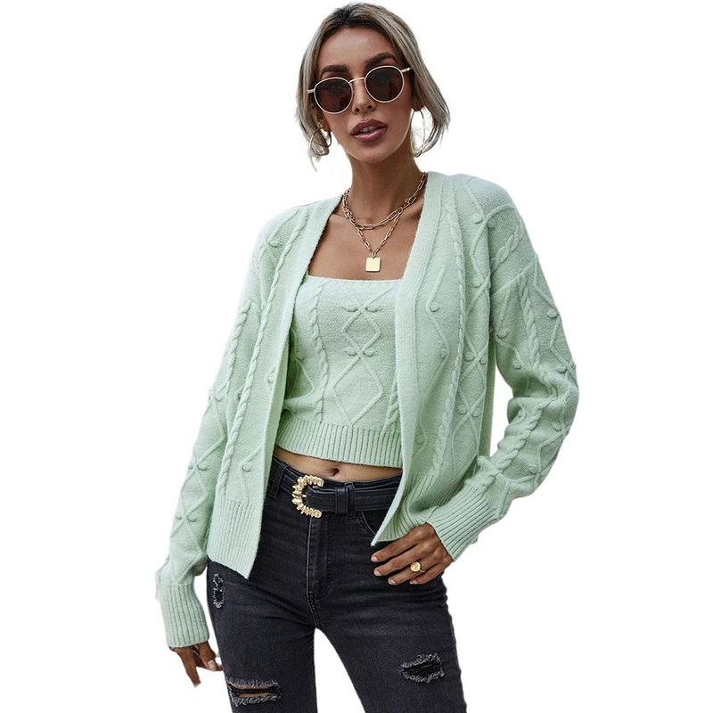 Women Casual Fashion Solid Color Long Sleeve Thin Knit Cardigan 2 Piece Set – Woman Cardigan and Short Cardigan price|S, S, M, L, XL