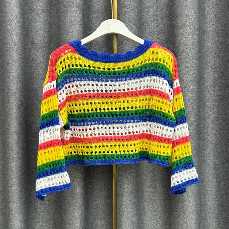 Womens Thin Mesh Sweater with Chiffon Splicing for Fashionable Style Womens Sweater – Womens Thin Mesh Sweater and Chiffon Splicing Fashionable Style price|Free Size