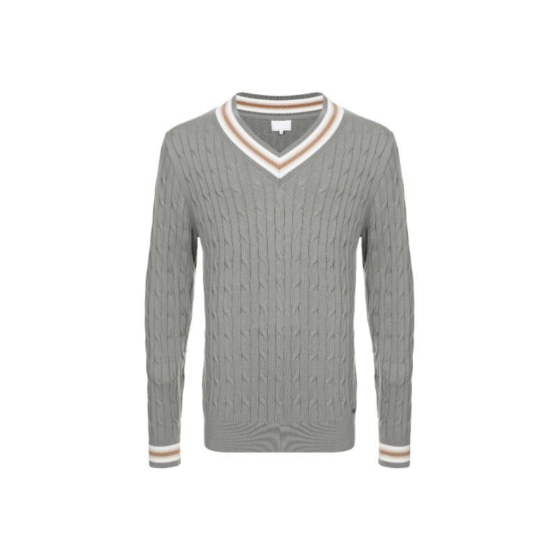 100% Cotton Cable Men Clothing V-Neck Pullover Knitted Sweater – Sweater and Pullover price|S