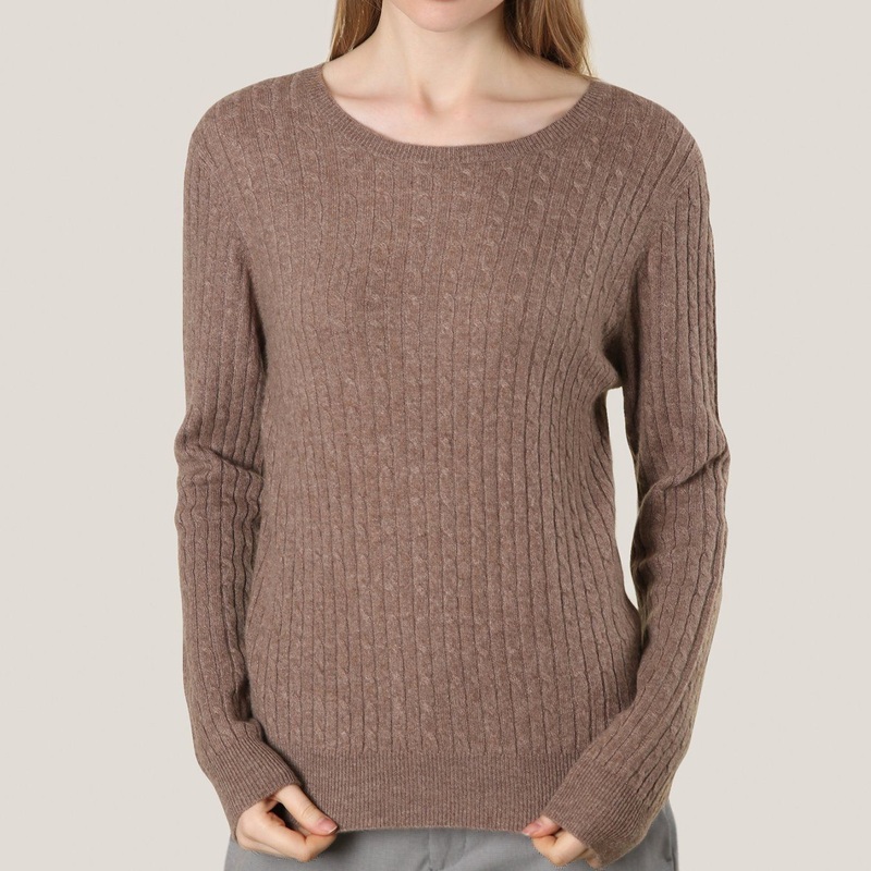 Cashmere Crew Neck Cable Knit Camel Sweater for Woman – Cashmere Sweater and Women Sweater price|S