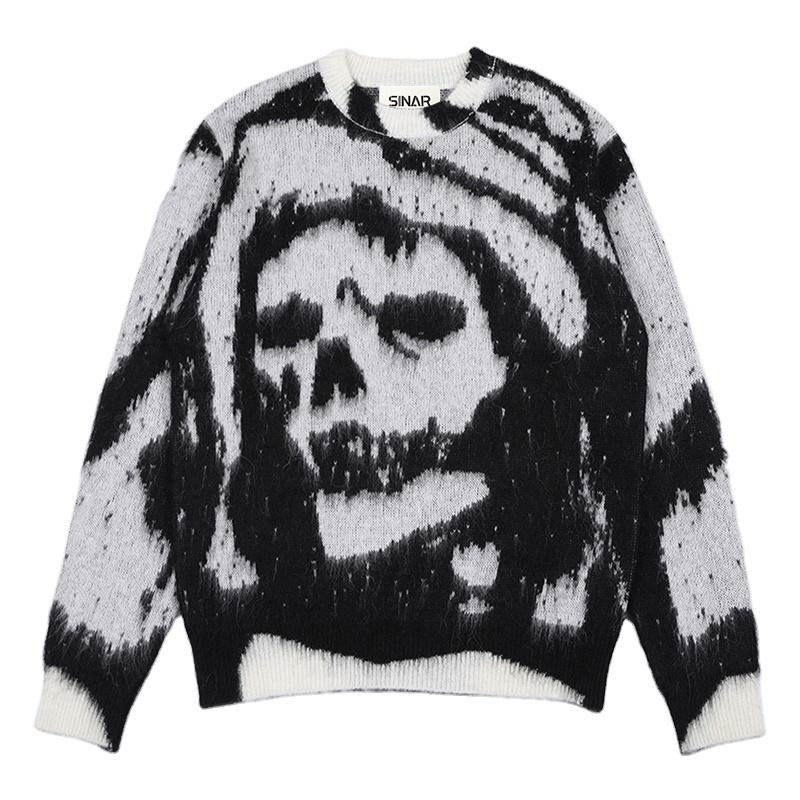 Custom Logo OEM & ODM Men Mohair Sweater Jacquard Pattern Knitwear Long Sleeve Knitted Winter Crew Neck Knit Sweater Men – Mens Sweaters and Custom Sweater price|Accept Customized Size