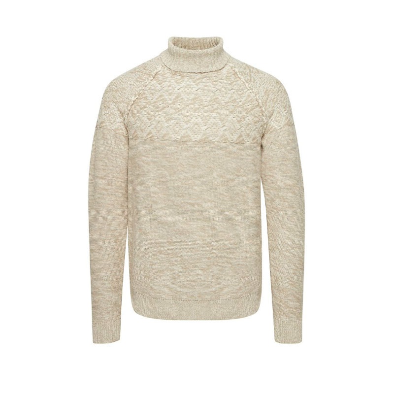 Fashion Design Turtleneck Pullover Relaxed Long Sleeve Cotton Sweater for Men – Sweater and Pullover price|S