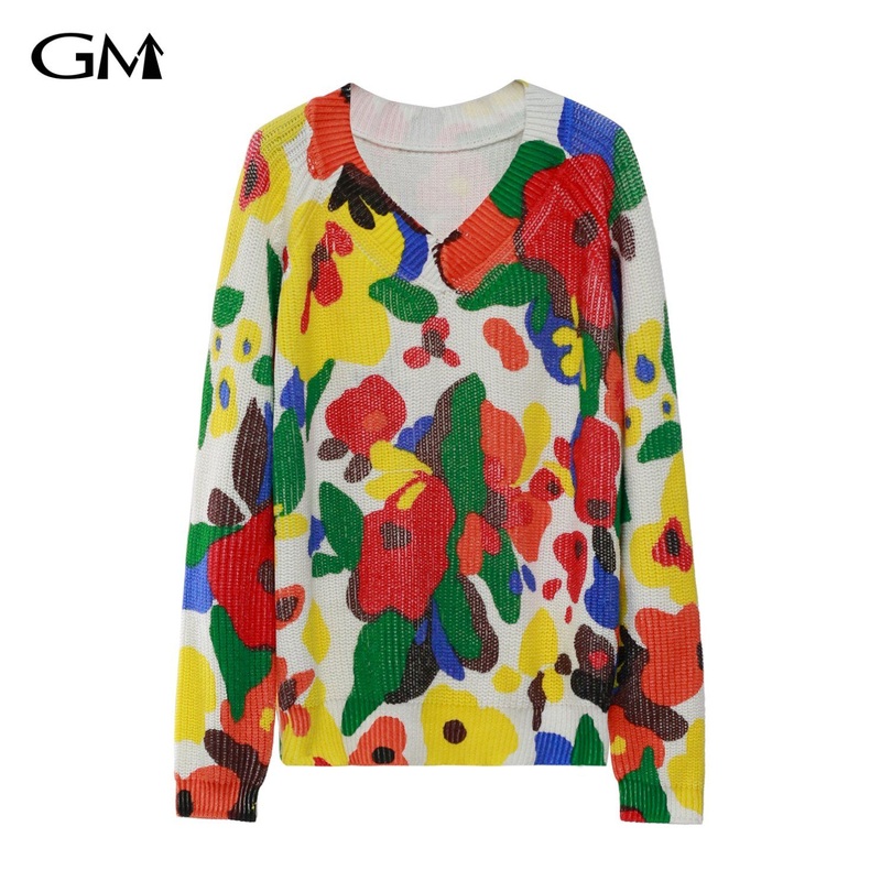 Fashion Oversize Floral Printed Knitted Top – Printed and Knit price