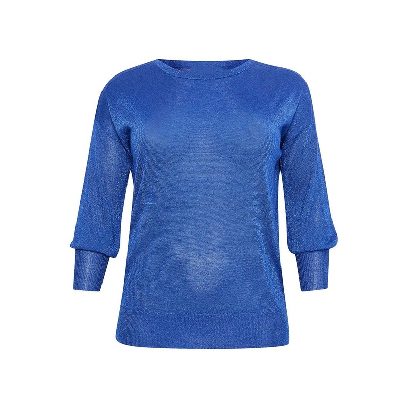 Mazarine Blue Knitting Pullover Sweater with Metallic Yarn Women Clothing – Knitwear Clothes and Knitting Pullover price|S