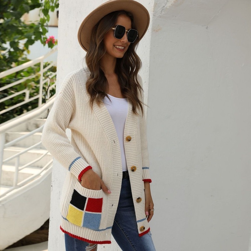 Single-Breasted Large Pocket Knitwear Jacket Fall Women Casual Cardigan Sweaters – Women Clothes and Clothing price|S