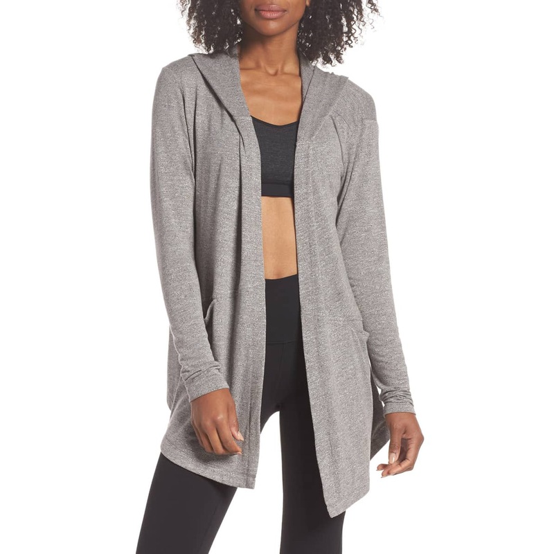 Stretch Jersey Curved Hem Women Workout Hooded Cardigan Sweater – Cardigan Clothes and Knitting Cardigan price|S