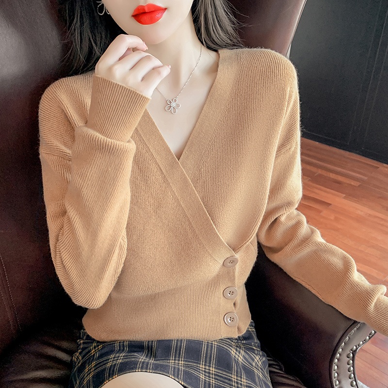 V Neck Pure Color Wool Women Winter Fashion Lady Sweater – Garment and Ladies Sweater price|S