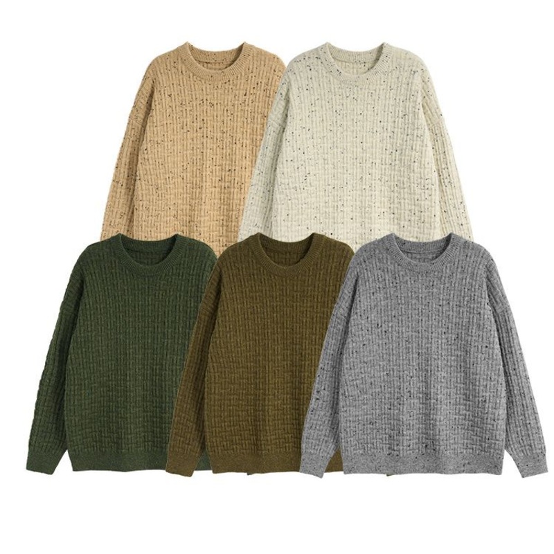 Waffle Cotton Fall/Winter Loose Crew-Neck Soft Sweater for Men – Arctic Loose Sweater and Vertical Warm Pullover price|S,M,L,XL
