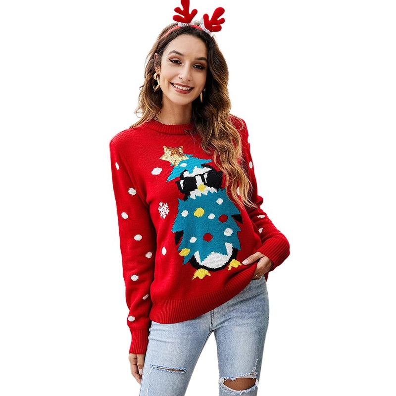 Women 2021 New Costumes Christmas Wholesale Red Ugly Funny Fashion Sweater – Ladies Pullover Sweater and Sweater price|S, S, M, L, XL