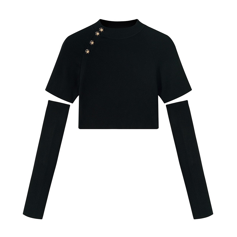 Womens Clothing Knitting Pullover Fashion Innerwear Short-Sleeve Top with Stand Collar – Womens Pullover and Fashion Inner Wear price|S/M/L/XL