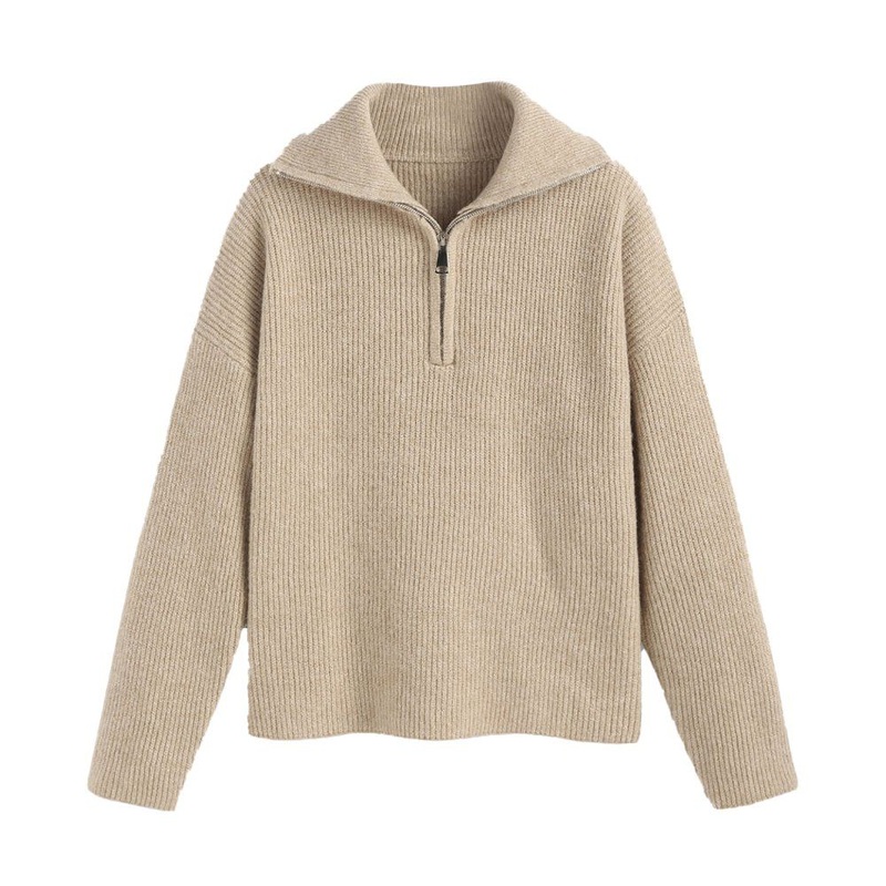 Womens Fashion Sweater Warm Winter Knitted Long Sleeve High Neck Sweater Ladies Zip Pullover – Women Sweater and Ladies Sweater Pattern price|S/M/L/Customized Size