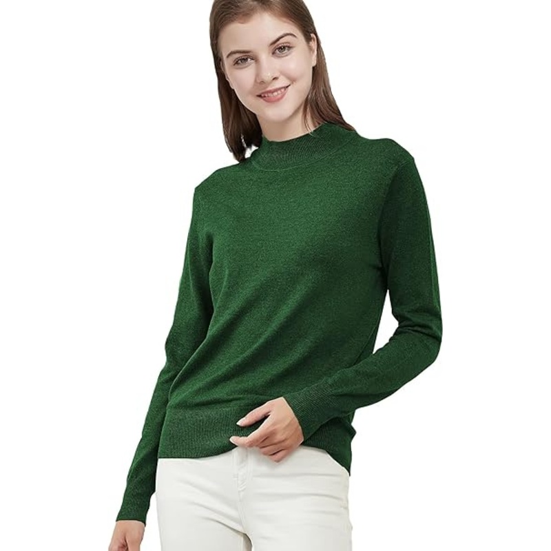 Womens Mock Turtle Neck Jumper Knitted Half Turtleneck Pullover Stretch Long Sleeve Sweater Tops – Knitwear Pullover and Soft Warm price|M