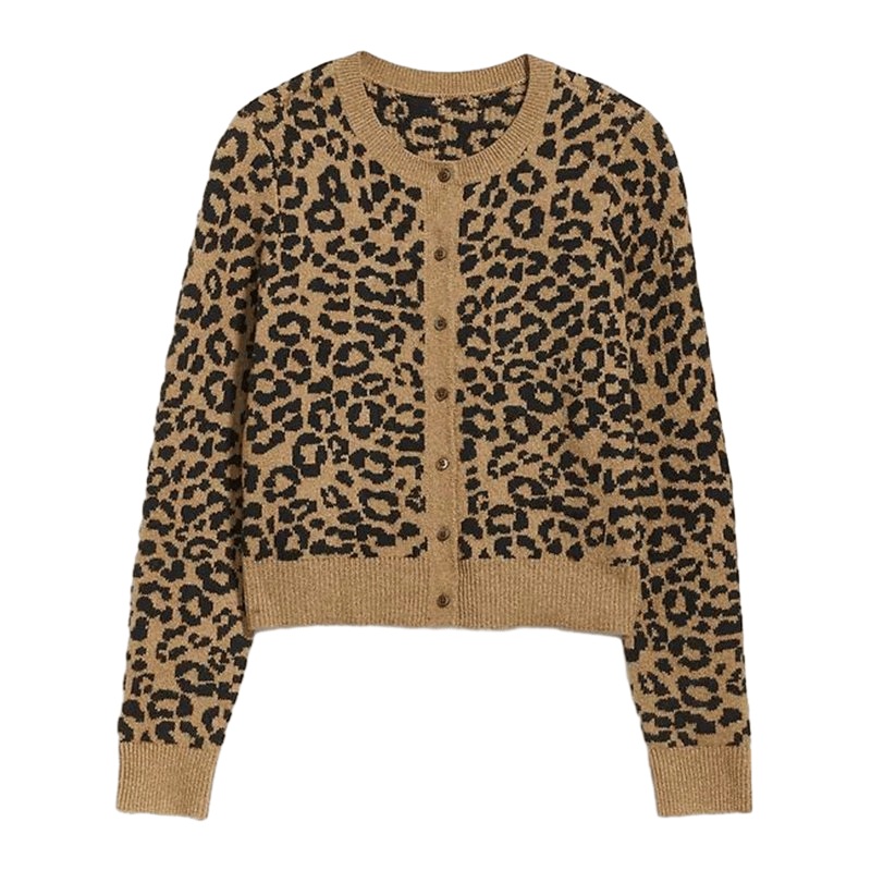 Custom Plus Size Womens Knit Coat Leopard Jacquard Sweater Women Cardigan – Ladies Sweater and Customized Factory Sweaters price|S/M/L/Customized Size