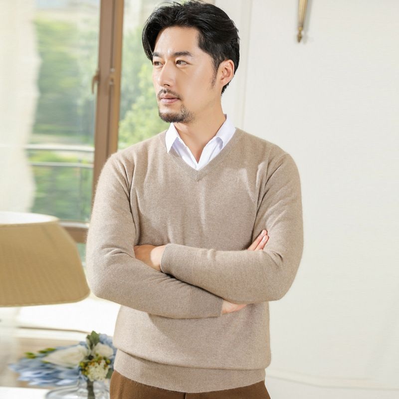 Factory Wholesale Men S Autumn and Winter Stock V-Neck Solid Color Casual Large Size Knitwear Pullover Office Sweaters/Jerseys – Sweater and Mens Sweater price|S