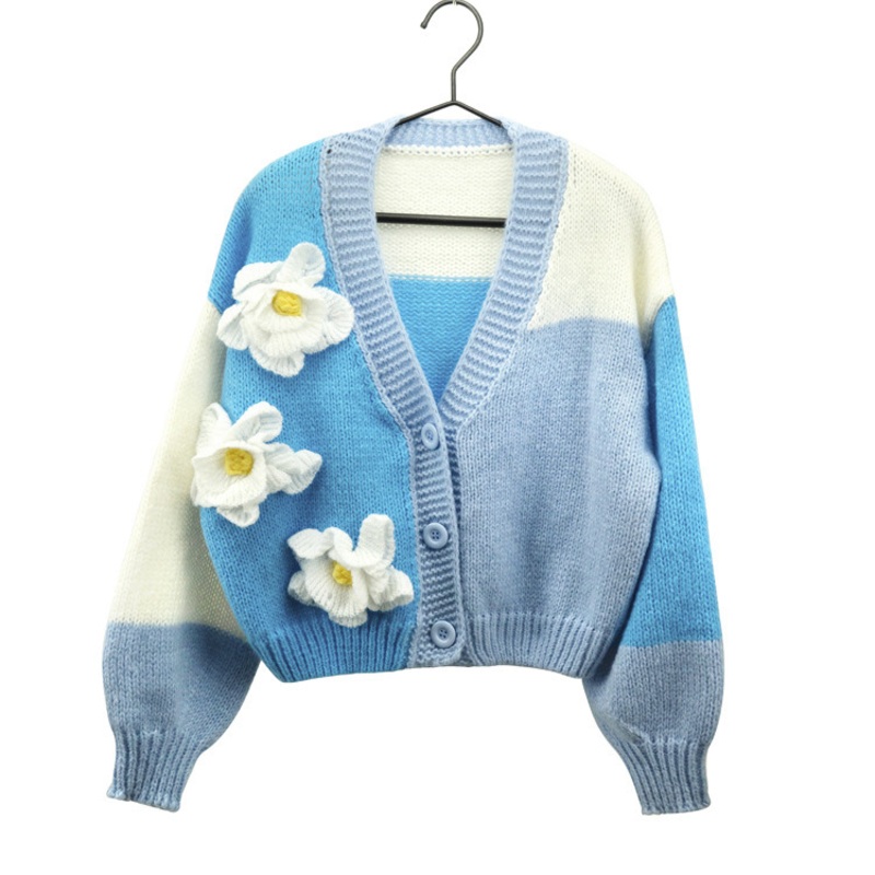 Hand Embroidered Female Cardigan Flower Chunk Thick Autumn Winter Sunflower Sweater – Woman Sweaters and Flower Cardigan price|S
