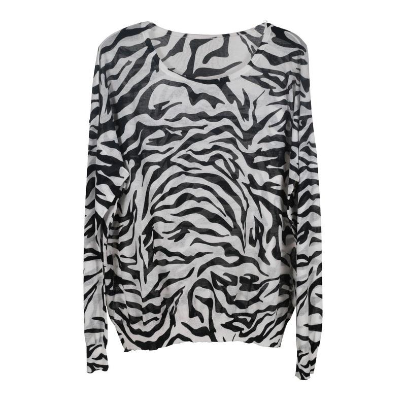 Ladys Knitted Pullover with Long Sleeve, Zebra Printing, Transparent Outcome 18gg – Knitwear and Zebra Printing price|S