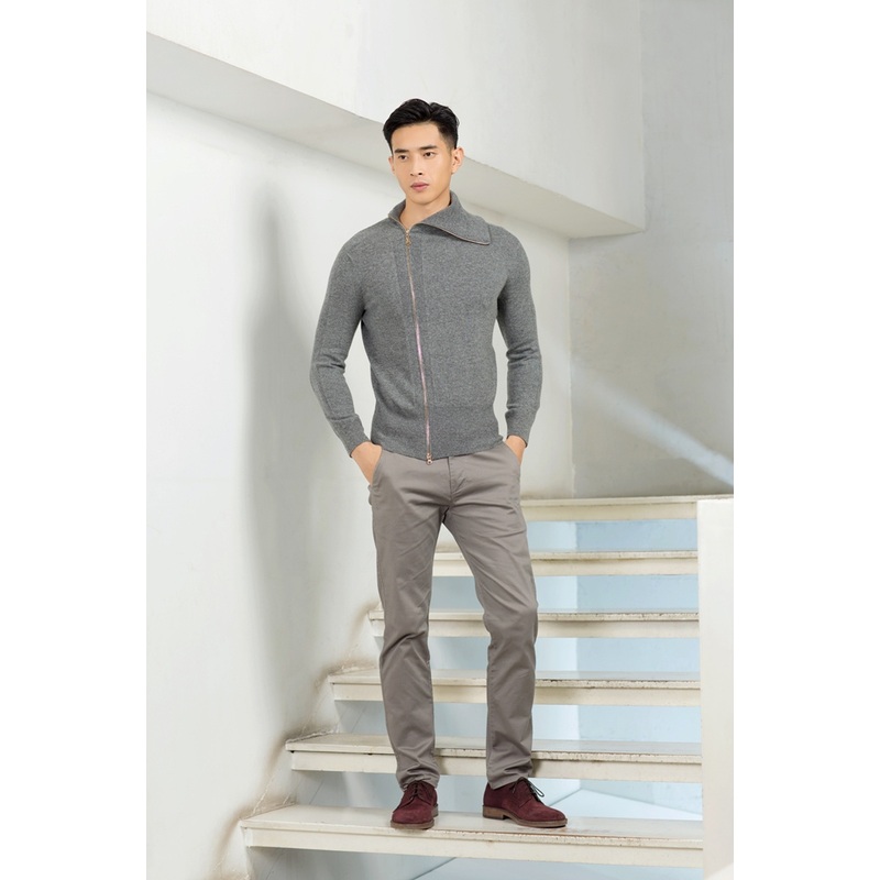 Mens 100% Cashmere Cardigan with Zipper Placket (CPS115097) – Cashmere Cardigan and 100% Cashmere Cardigan price