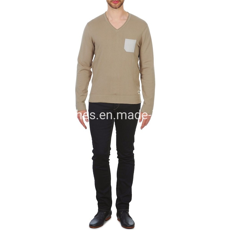 OEM Manufacturer Men Spring Sweatshirt V-Neck Pocket Elbow Patch Work Pullover Knitwear Sweaters – Sweater and Knitwear price|S