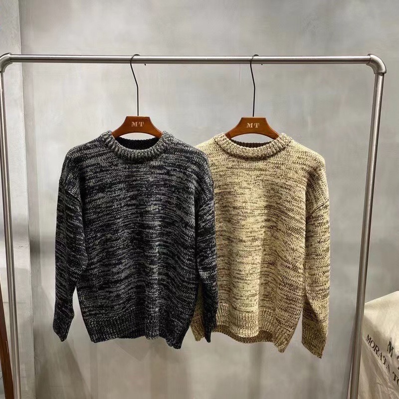 Ripped Striped Sweater Mens Loose Crew Neck Knitted Sweaters Autumn Casual Pullover Men – Mens Sweaters and Plus Size Sweaters price|S