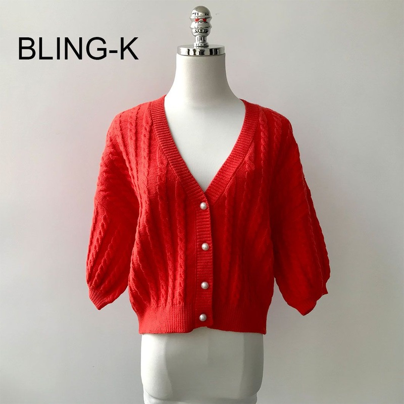Short Drop Shoulders Cardigan Sweater with Pearl Buttons for Lady – Cardigan Sweater and Cotton Sweater price|S