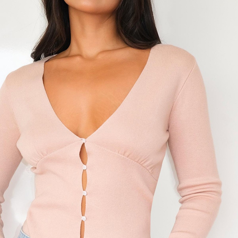 Women Clothing Sweaters Blush Mock Pearl Knitted Cardigan – Women and Long Sleeve price|S