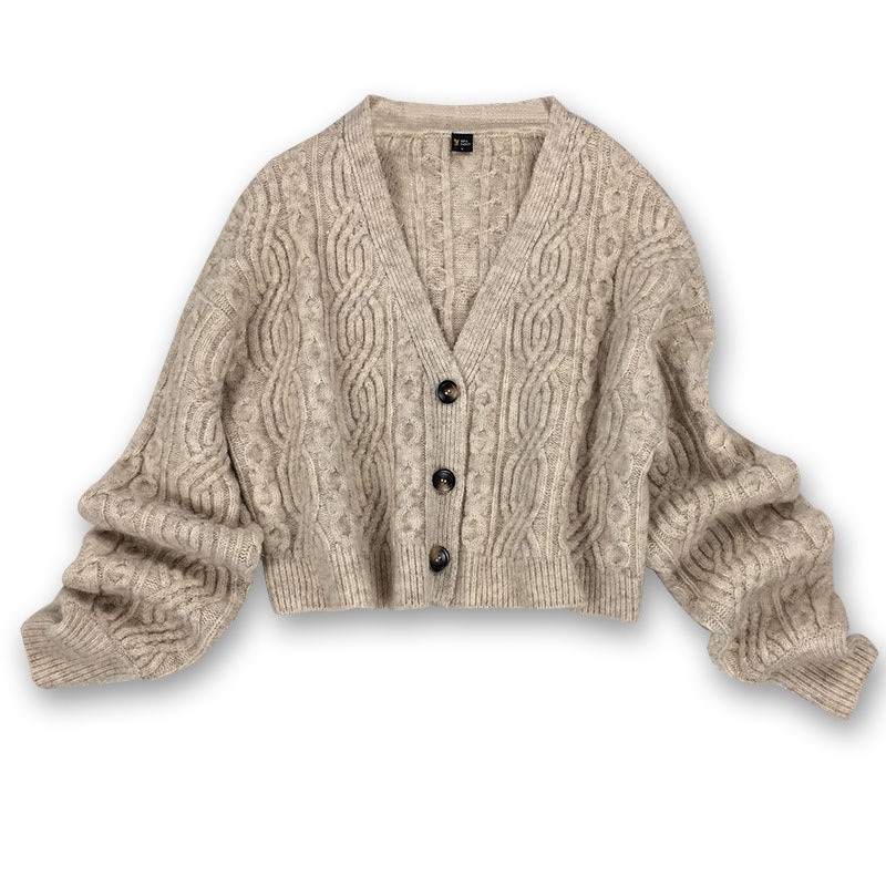 Women&rsquor; S Button Down Thick Low Gauge Cable Cardigan Sweaters Open Front Cable Knit Long Sleeve Baggy Crop Outwear – Knit Coat V-Neck and Womens Thick Coat price|S