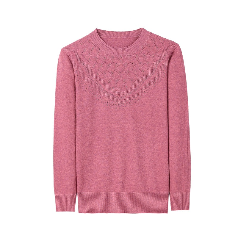 Women S Long Sleeve Round Neck Sweater Rhinestone Printed Cute Pullover Relaxed Fit Tops – Grandma Pullover and Embroidery Sweater price|S