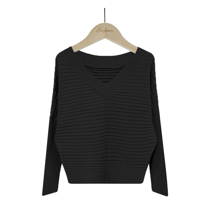 Womens 2023 Winter Fall Solid V Neck Rib Long Sleeve Sweaters Pullover Outerwear – Women Fashion and Women Clothes price|S