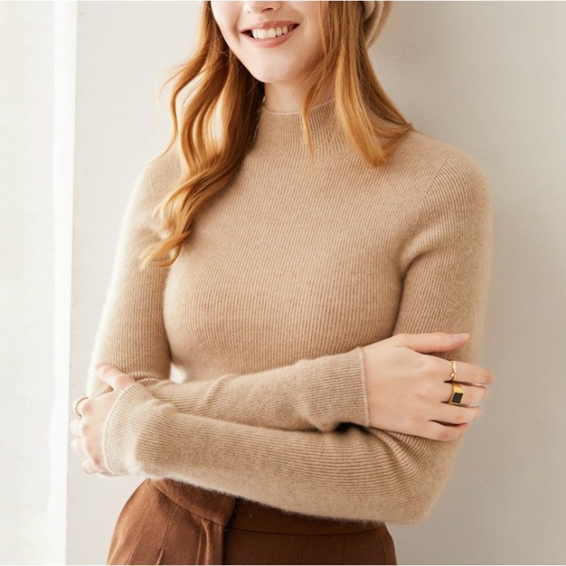 100% Cashmere Half Turtleneck Slim Bodycon Knitted Pullover Sweater for Women – Jumper and Pullover price|S