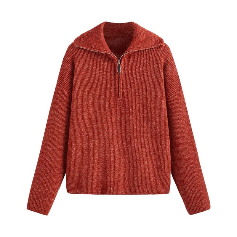 Clothing Supply Chain Factory Custom Ladies Clothing Casual Pullover Lapel Zip Sweater – Women Sweater and Ladies Sweater Pattern price|S/M/L/Customized Size