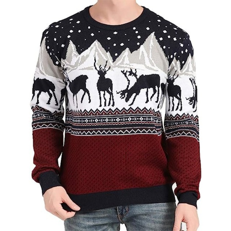 Custom Clothes Custom Pullover Sweater Multiple Color Elk Pattern Men Christmas Sweater – Customized Factory Sweaters and Customized Mens Pullover price|S, S/M/L/Customized Size