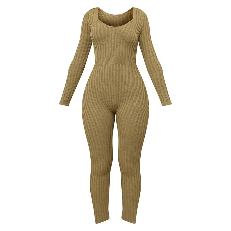 Custom Colours Knit Long Sleeve Jumpsuit Fitness Wear Stretch Knit Womens Jumpsuit – Women Clothing and China Wholesale Clothing price|S, S/M/L/Customized Size
