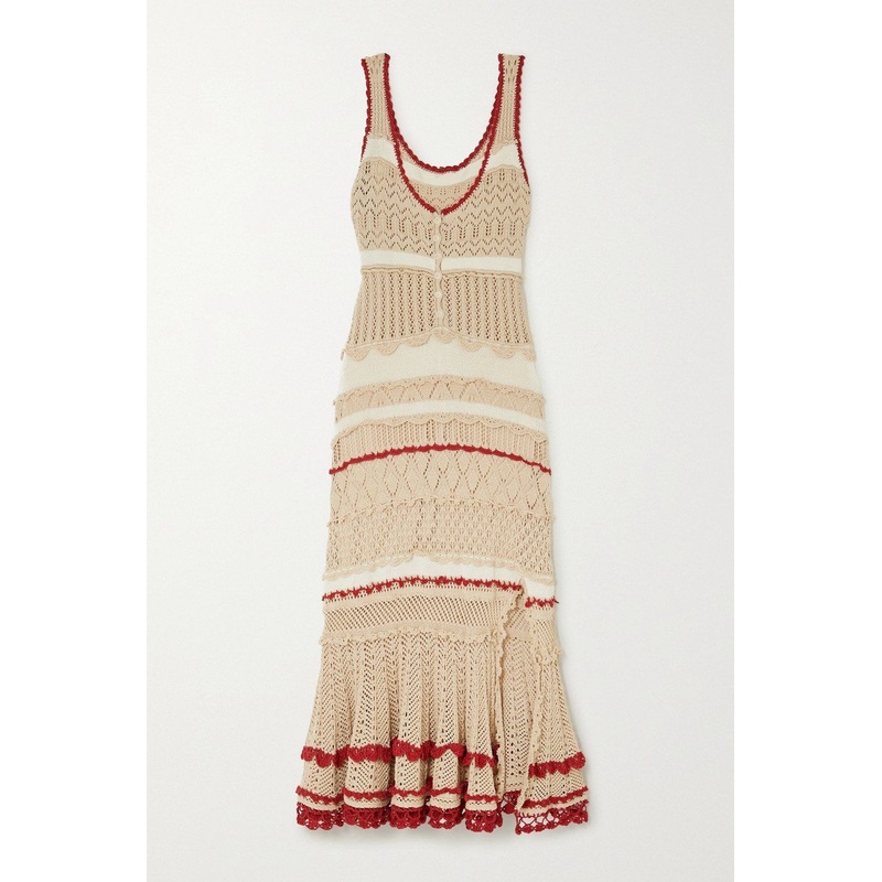 Herrick Striped Pointelle-Knit Stretch-Cotton MIDI Dress – Dress and Clothes price|S