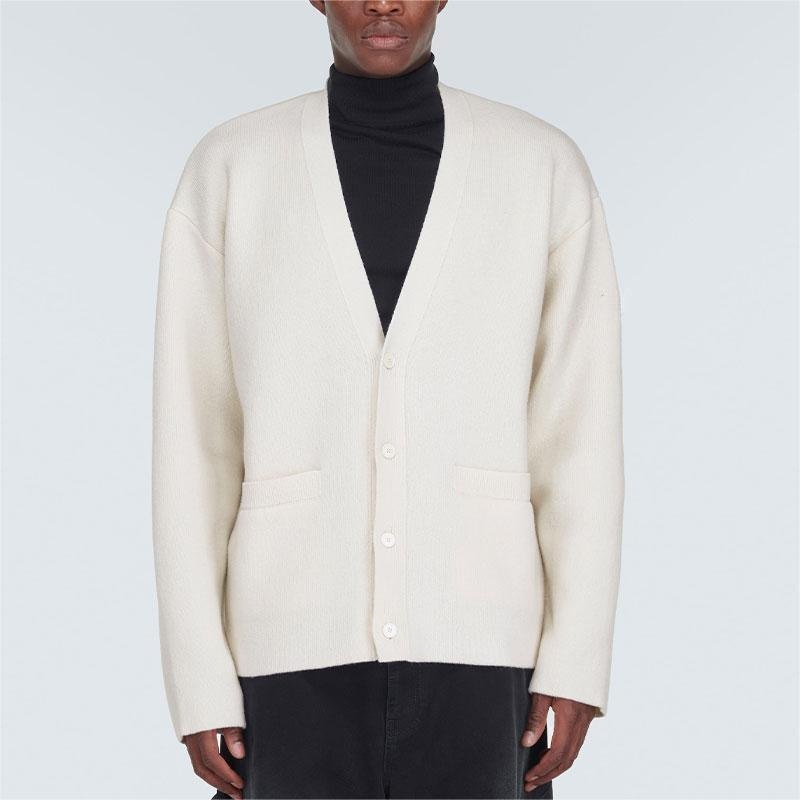 Mens Solid White V-Neck Cardigan – Striped Sweater and Customized Factory Sweaters price|S, S/M/L/Customized Size