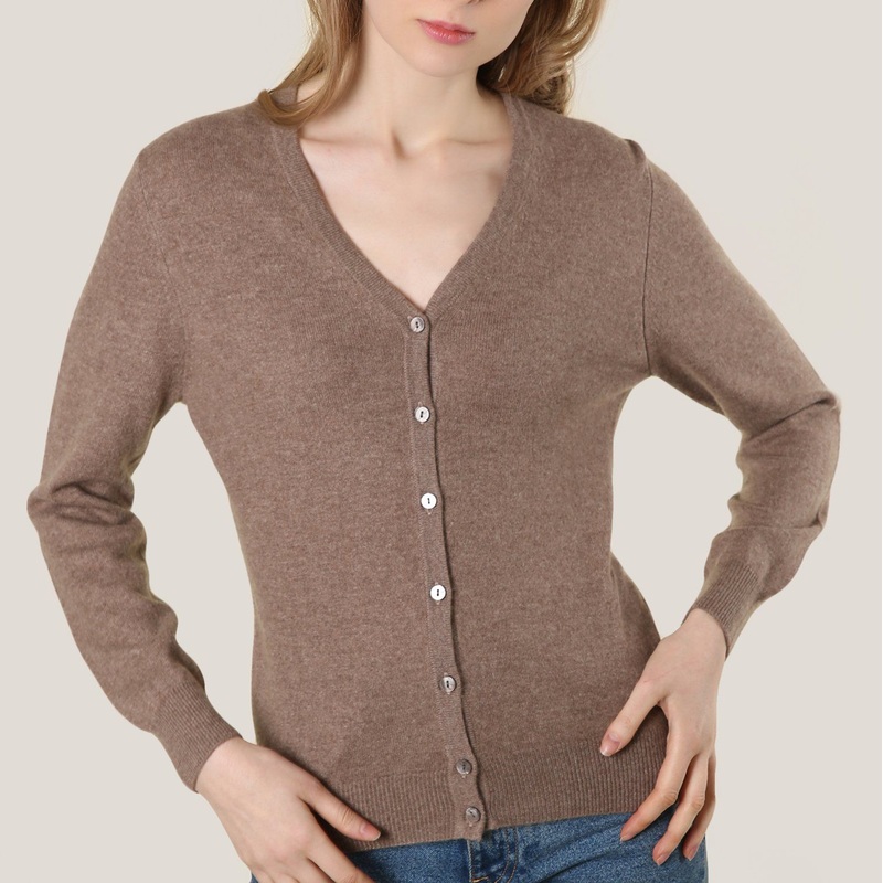 Plain Knit V Neck Button Cardigan in Camel – Cashmere Cardigan and Women Cardigan price
