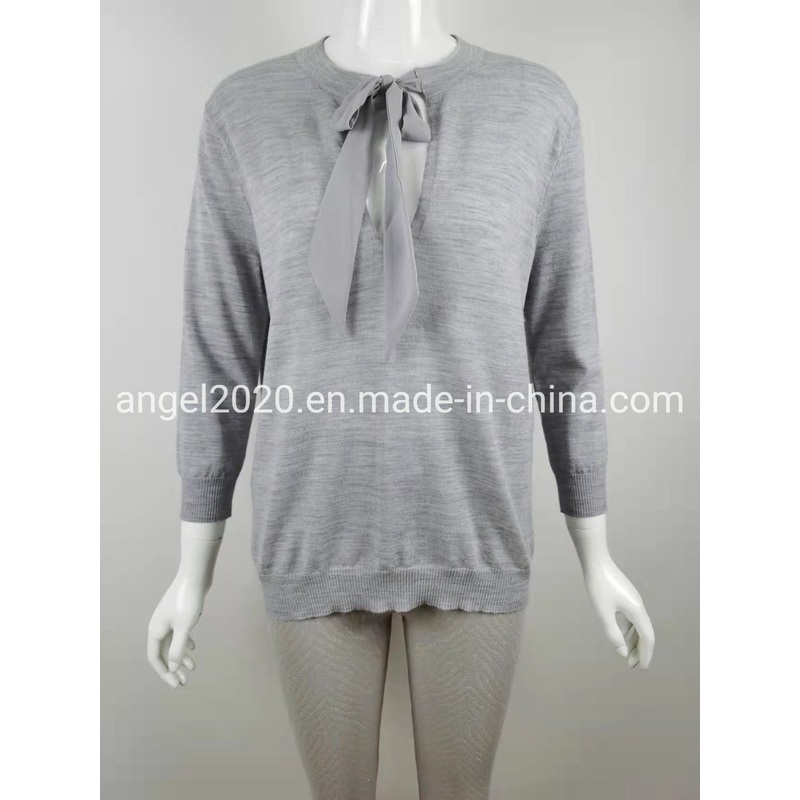 Used Wool Sweaters Ladies Knitted Tops with Woven Collar Tape of Ak210667 – Sweaters and Christmas Jumper price|S