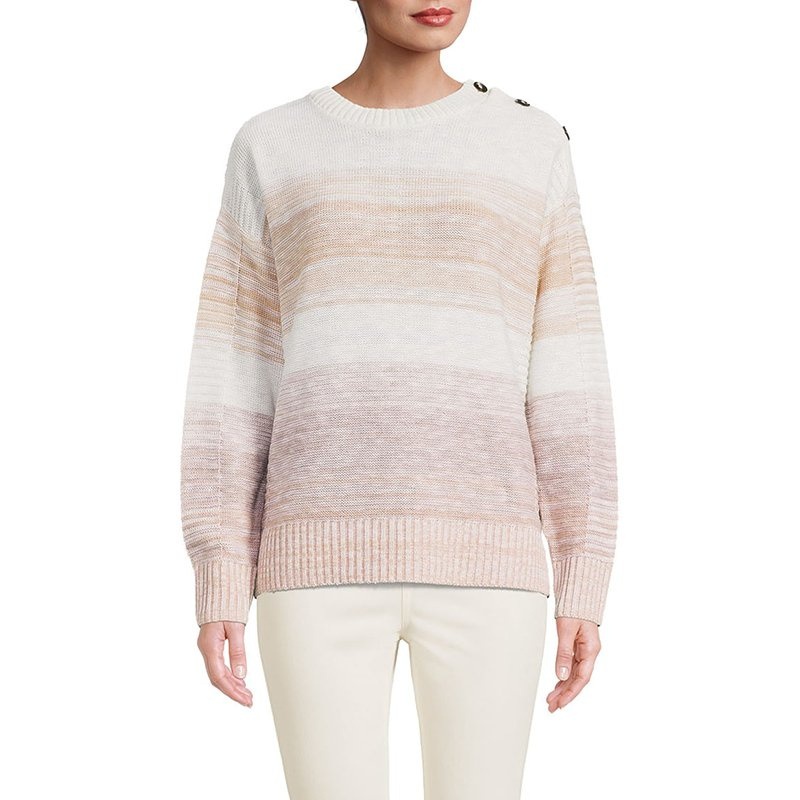 Winter Clothing Customized Sweater Factory Striped Jacquard Patchwork Womens Pullover Button Decoration Sweater for Women – Ladies Sweater and Striped Sweater price|S, S/M/L/Customized Size