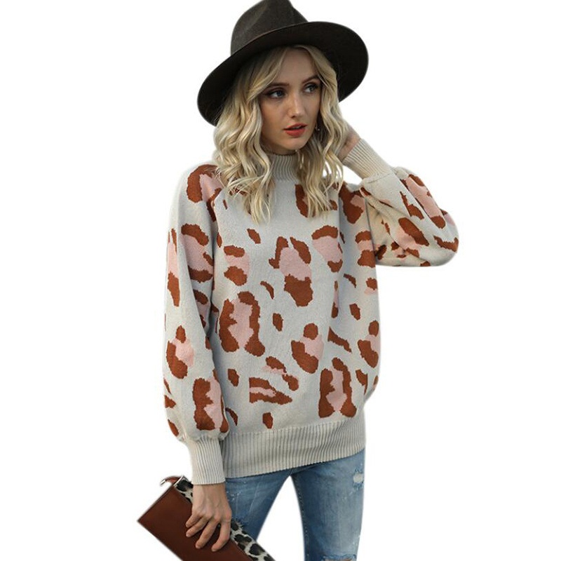 Winter Ladies Fashion Womens Loose Pullovers Leopard Print Knitted Sweater – Autumn Winter Sweater Top and Fashion Sweater price|S, S, M, L, XL
