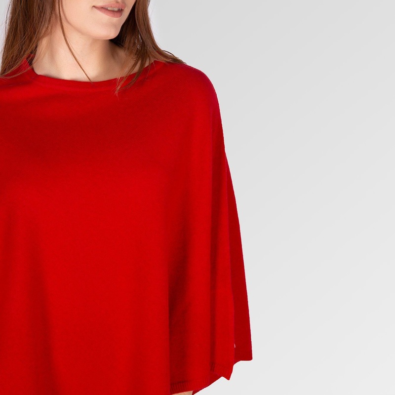Cashmere Plain Knit Classic Cape in Red – Cashmere Poncho and Cashmere Cape price
