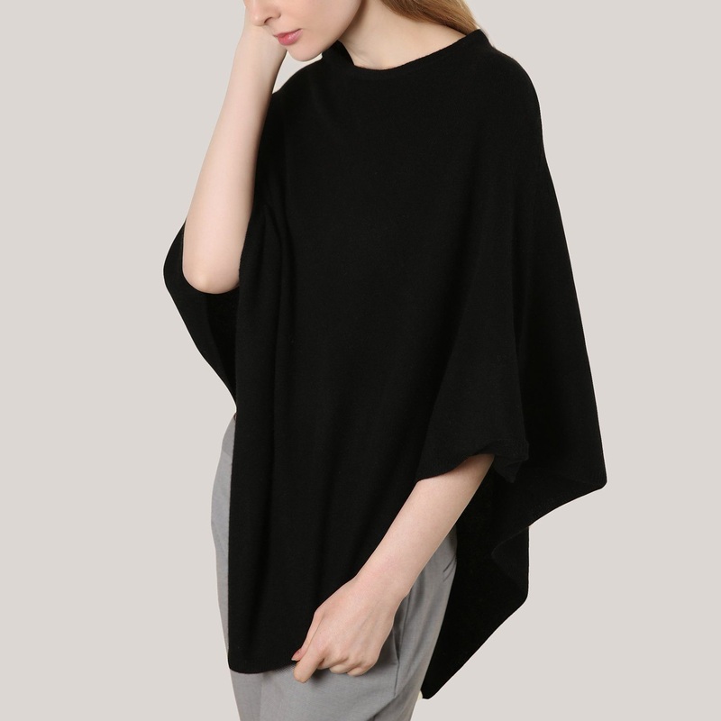 Cashmere Plain Knit Classic Poncho in Black – Cashmere Poncho and Cashmere Cape price