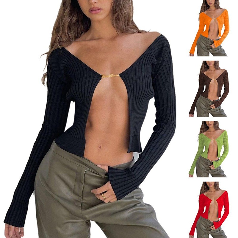 Chic Women Open Front Long Sleeve Sexy Ribbed Knit Sweater Cardigan – Woman Cardigan and Short Cardigan price|S, S, M, L, XL