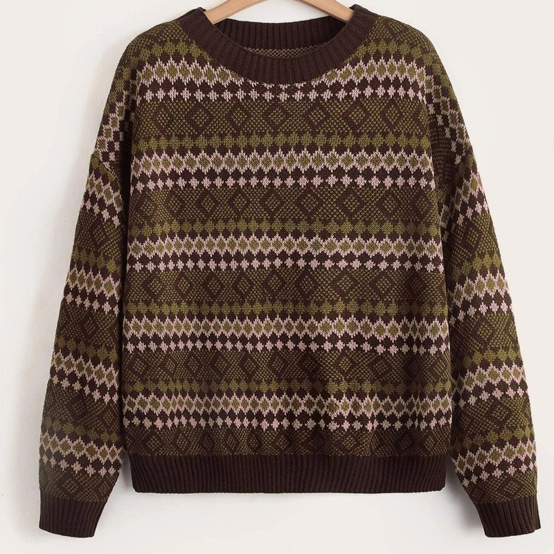 Custom Plus Drop Shoulder Argyle Pattern Sweater – Turtleneck and Sweater price|S