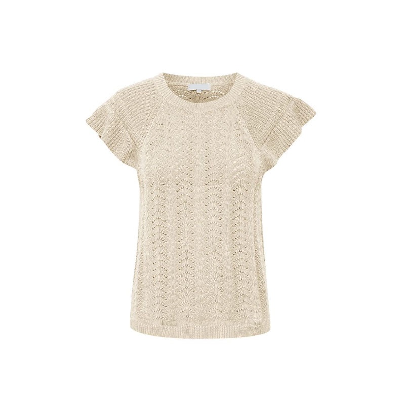 Hollow out 100% Cotton Vest Pullover Ruffled Cuffs Sweater for Women – Knitting Pullover and Cotton Sweater price|S