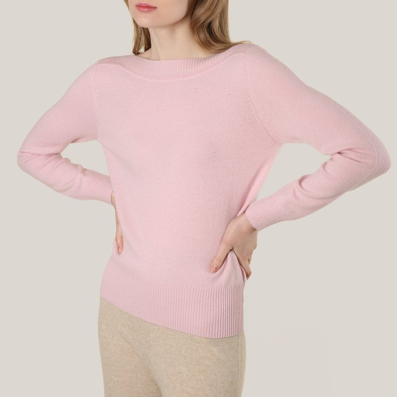 Ladies Cashmere Pink Boat Neck Sweater – Cashmere Sweater and Women Sweater price|S